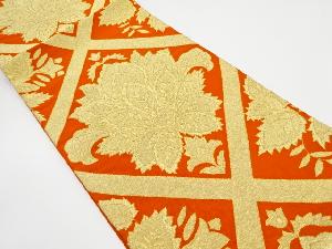 アンティーク　七格子に唐草模様織り出し袋帯（材料）